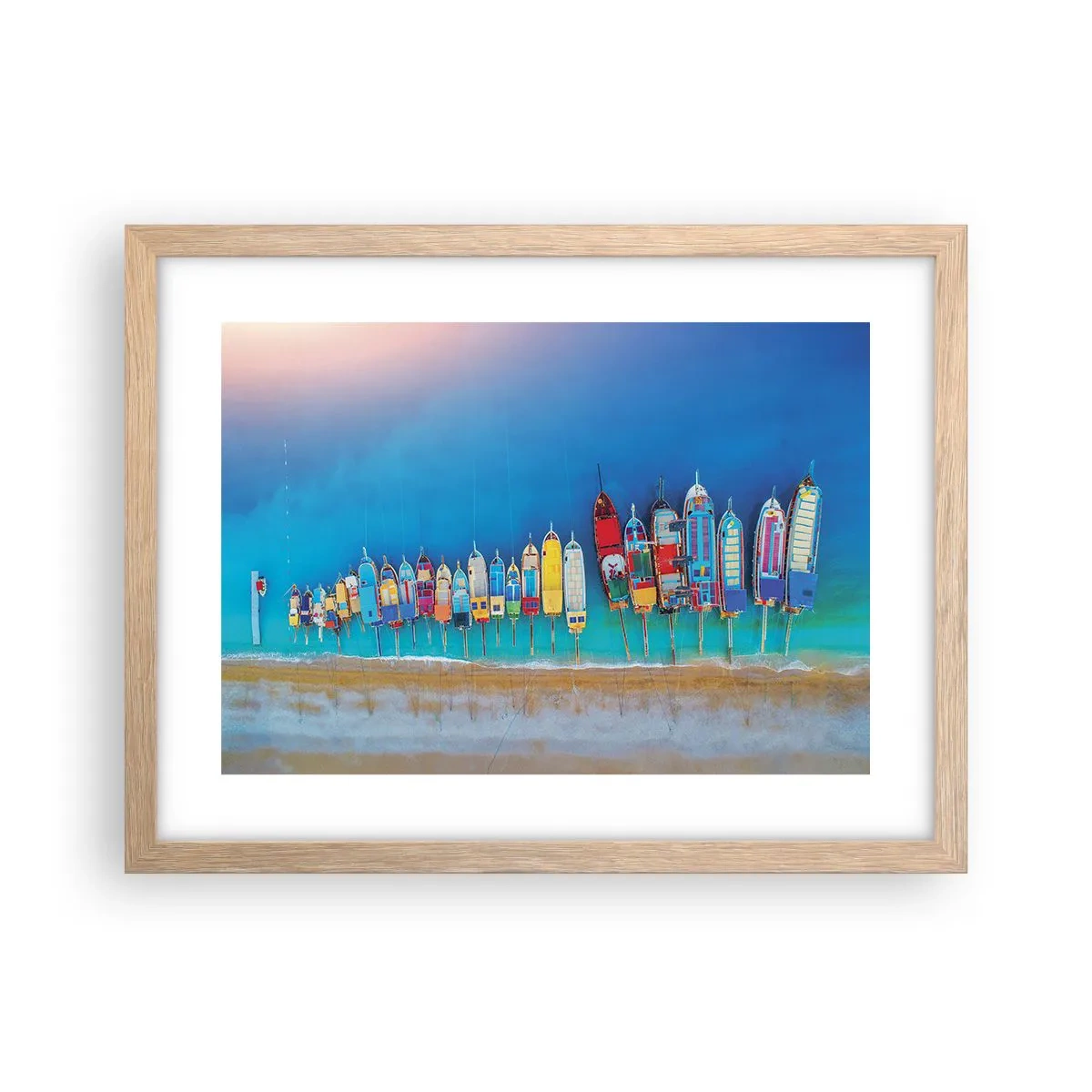 Affiche dans un chêne clair - Poster - Une vue à vol d'oiseau - 40x30 cm