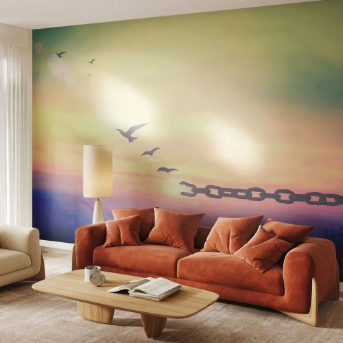 Papier Peint Photo Premium Sand - La victoire de la liberté - Abstraction, Des oiseaux, Morceau - 400x280 cm
