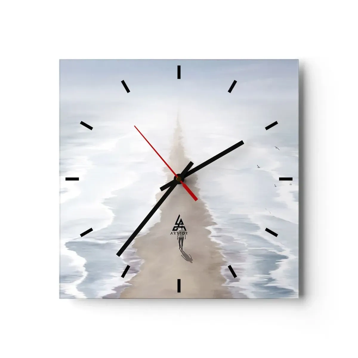 Horloge murale - Pendule murale - Une silhouette sur une route solitaire au milieu d'un vaste paysage aquatique - 30x30cm - Un brillant avenir - Décoration murale moderne pour le salon et la chambre ARTTOR