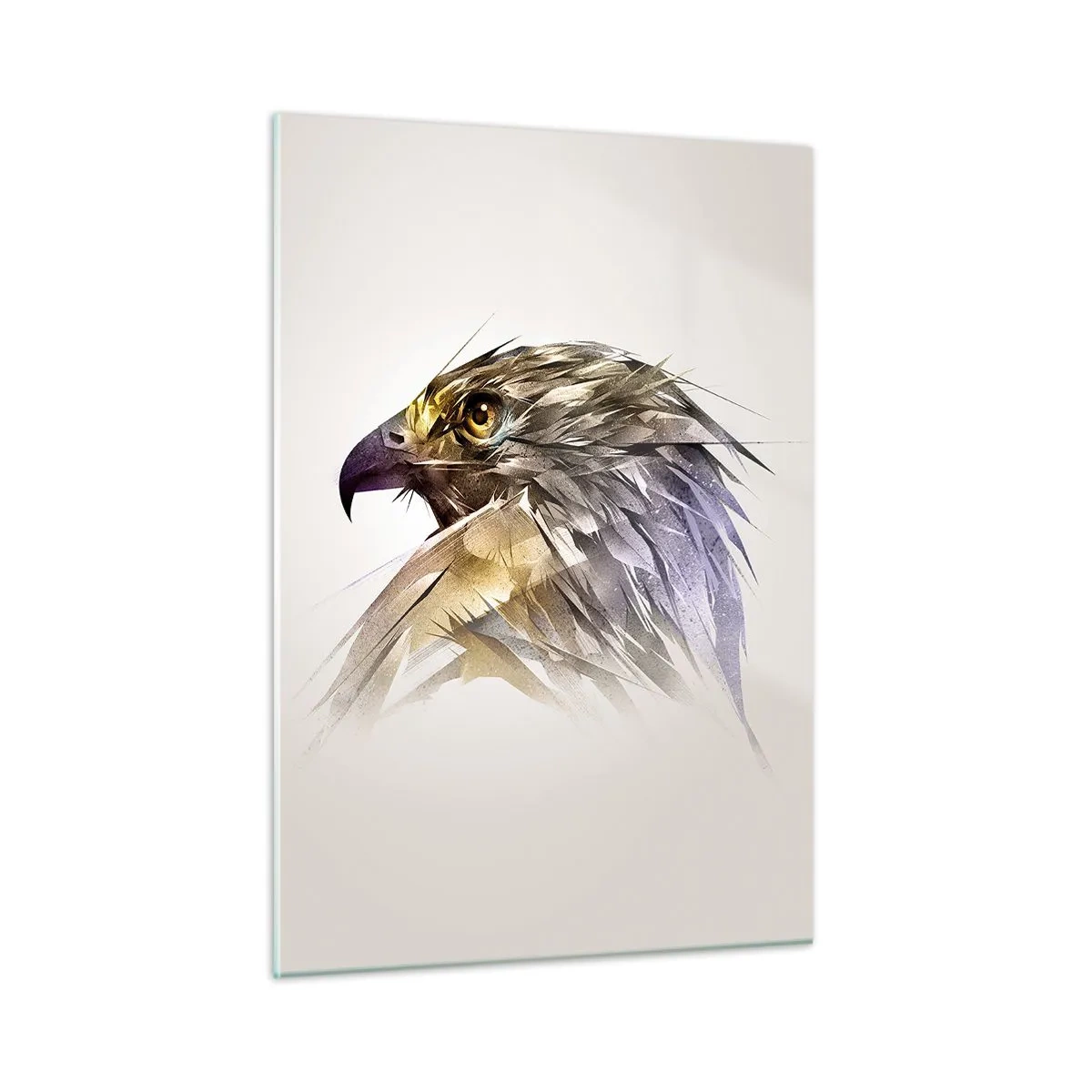 Impression sur verre - Image sur verre - Un portrait artistique d'un aigle sous une forme abstraite - 50x70cm - Portrait d'un guerrier - Décoration murale moderne pour le salon et la chambre ARTTOR
