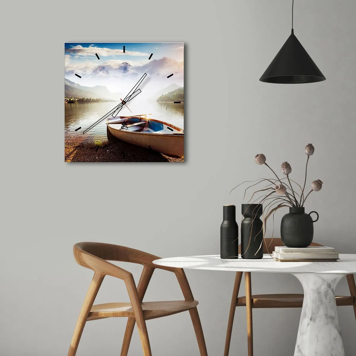 Horloge murale - Pendule murale - Au bord de la grande et limpide eau - 40x40 cm