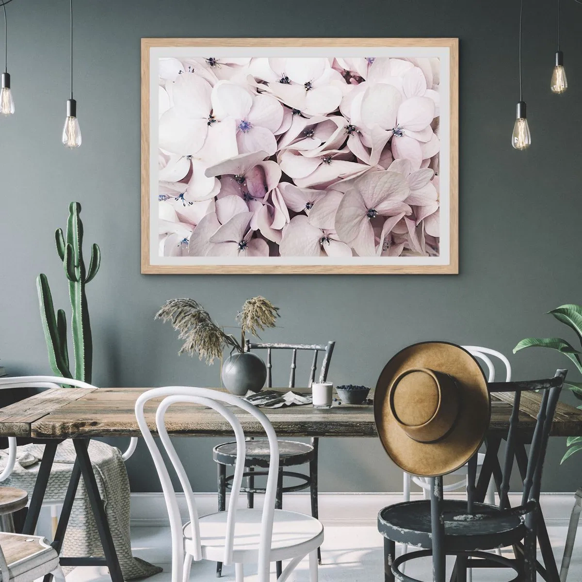 Affiche dans un chêne clair - Poster - Dans un flot de fleurs - 100x70 cm