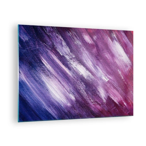 Impression sur verre - Image sur verre - Peinture abstraite dans les tons de violet et de blanc - 70x50cm - Quand le vent ensoleillé souffle - Décoration murale moderne pour le salon et la chambre ARTTOR