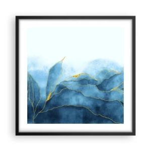 Affiche dans un cadre noir - Poster - Bleu doré - 50x50 cm