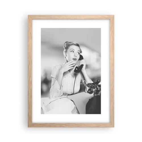 Affiche dans un chêne clair - Poster - Hello! Ici les années 50 - 30x40 cm