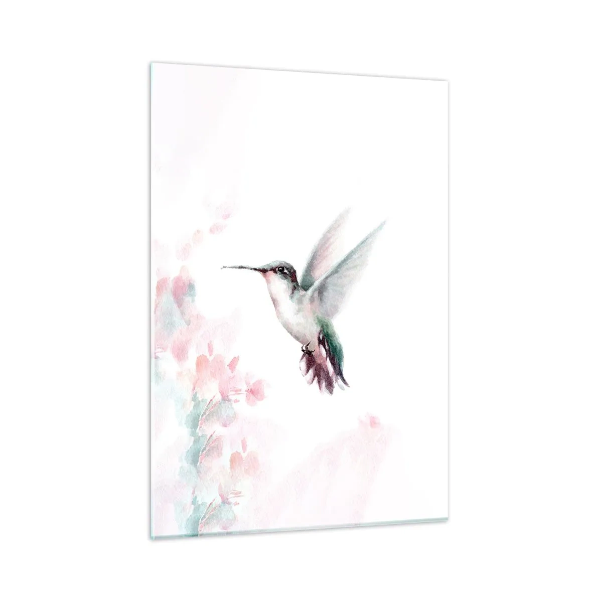 Impression sur verre - Image sur verre - Colibri coloré à l'aquarelle délicate - 50x70cm - Immortalisé dans un battement - Décoration murale moderne pour le salon et la chambre ARTTOR