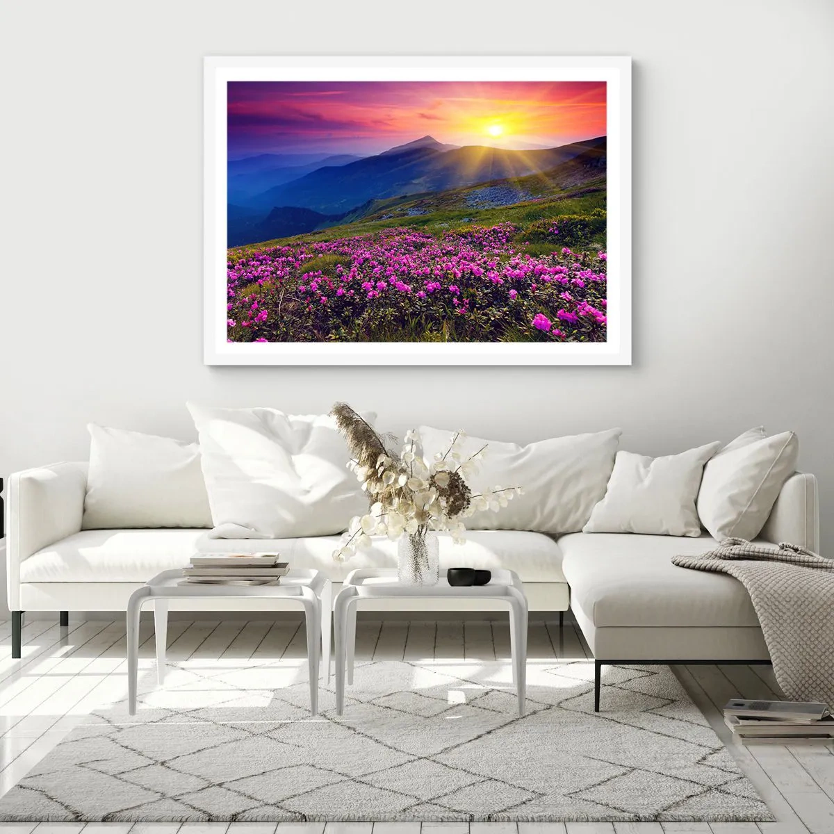 Affiche dans un cadre blanc - Poster - … Et autour, ça sent le pin des montagnes et l'odeur de la prairie - 50x40 cm