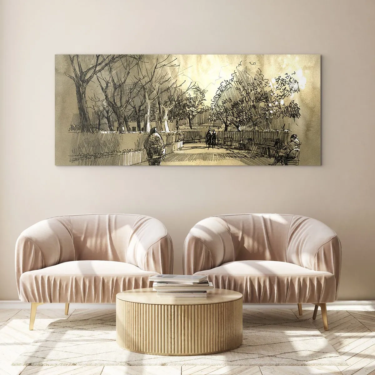 Impression sur verre - Image sur verre - Un moment arrêté avec une plume - 90x30 cm