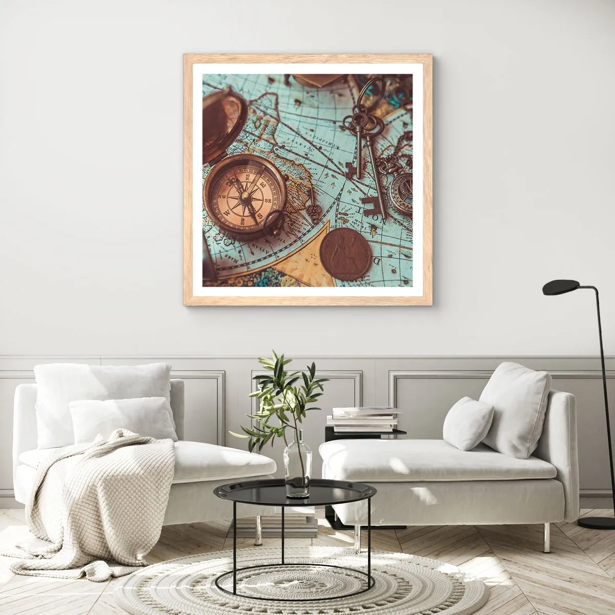 Affiche dans un chêne clair - Poster - Pour ceux qui recherche l'aventure - 40x40 cm