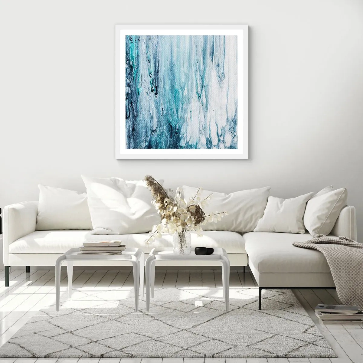 Affiche dans un cadre blanc - Poster - Une glace bleue - 60x60 cm