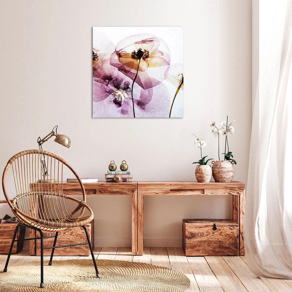 Impression sur toile - Image sur toile - Corps de fleurs transparente - 60x60 cm