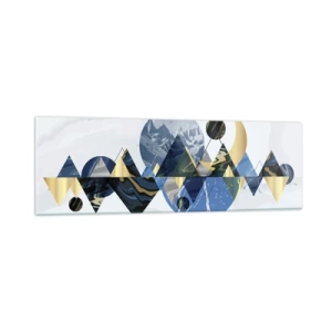 Impression sur verre - Image sur verre - Motifs géométriques abstraits avec des motifs de montagne - 160x50cm - Paysage géométrique - Décoration murale moderne pour le salon et la chambre ARTTOR