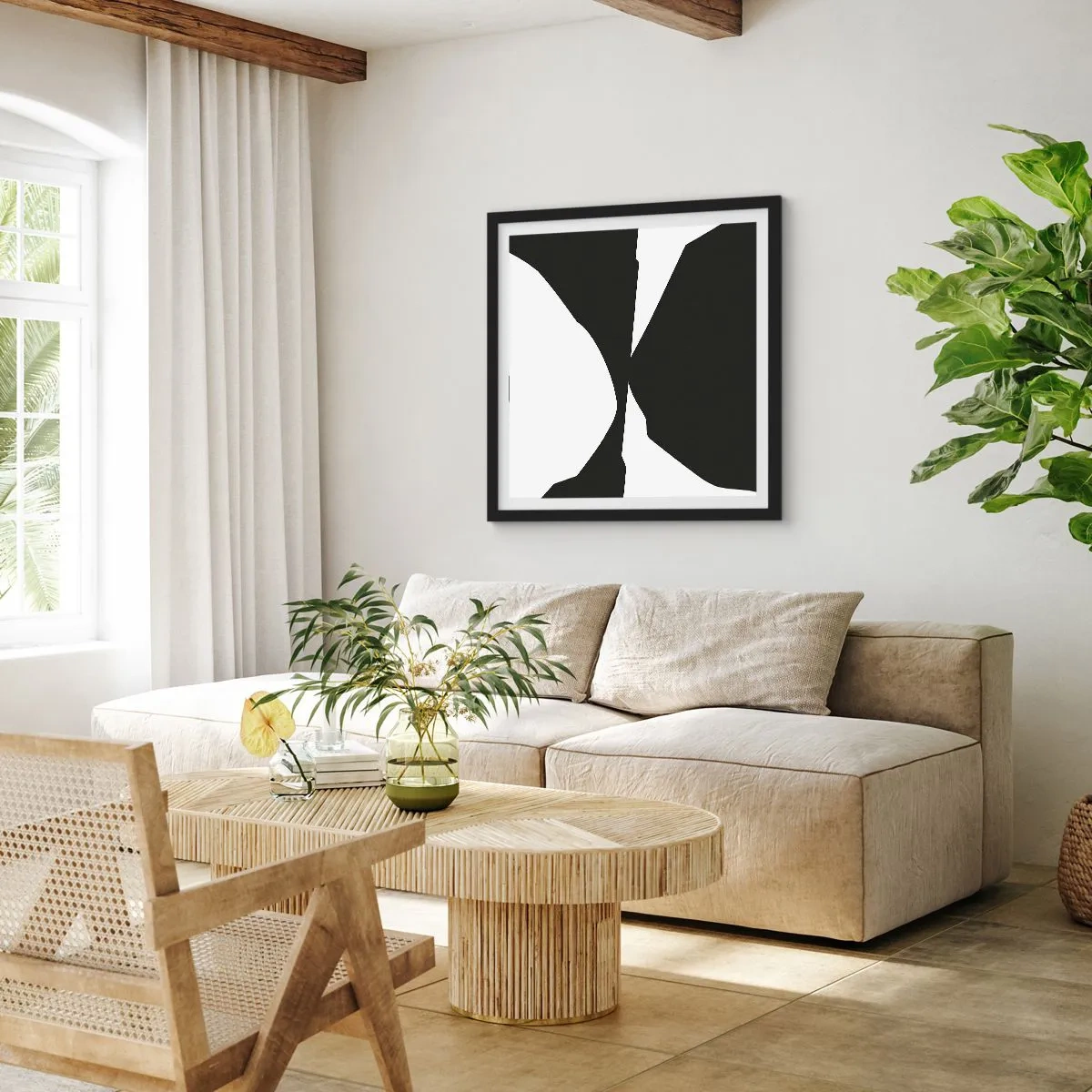 Affiche dans un cadre noir - Poster - Positif négatif - 60x60 cm