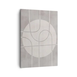 Impression sur toile - Image sur toile - Motif géométrique dans les tons de gris et de blanc - 50x70cm - Circulaire et tout droit - Décoration murale moderne pour le salon et la chambre ARTTOR