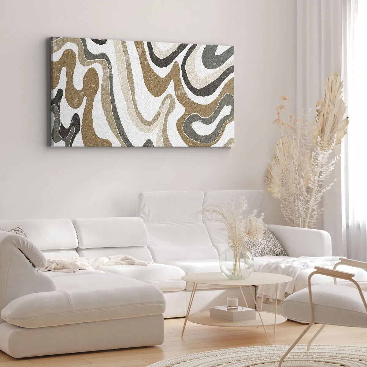 Impression sur toile - Image sur toile - Motifs terreux dans des tons de marron et de vert - 160x50cm - Méandres de couleurs de la terre - Décoration murale moderne pour le salon et la chambre ARTTOR