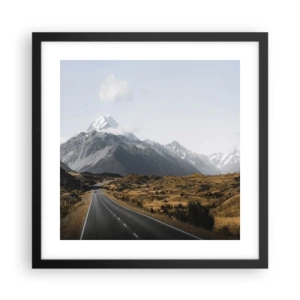 Affiche dans un cadre noir - Poster - Chemin vers le coeur de la montagne - 40x40 cm