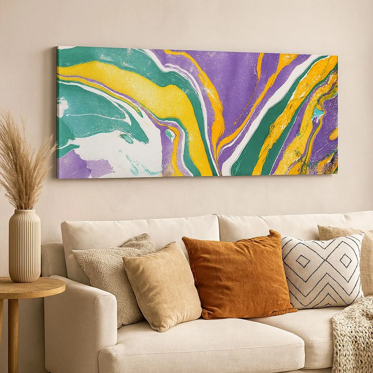 Impression sur toile - Image sur toile - Ondes de couleur - 100x40 cm