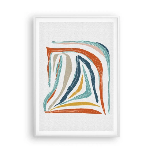 Affiche dans un cadre blanc - Poster - Abstraction avec un sourire amical - 70x100 cm