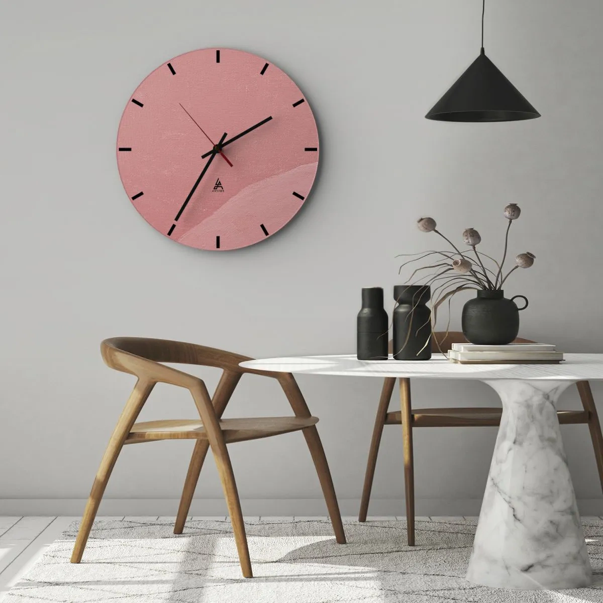 Horloge murale - Pendule murale - Composition organique en rose - 40x40 cm