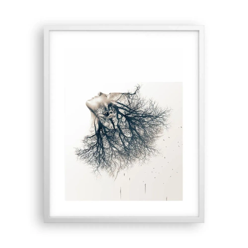 Affiche dans un cadre blanc - Poster - Écouter le murmure des arbres - 40x50 cm