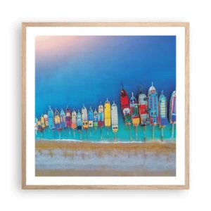 Affiche dans un chêne clair - Poster - Une vue à vol d'oiseau - 60x60 cm