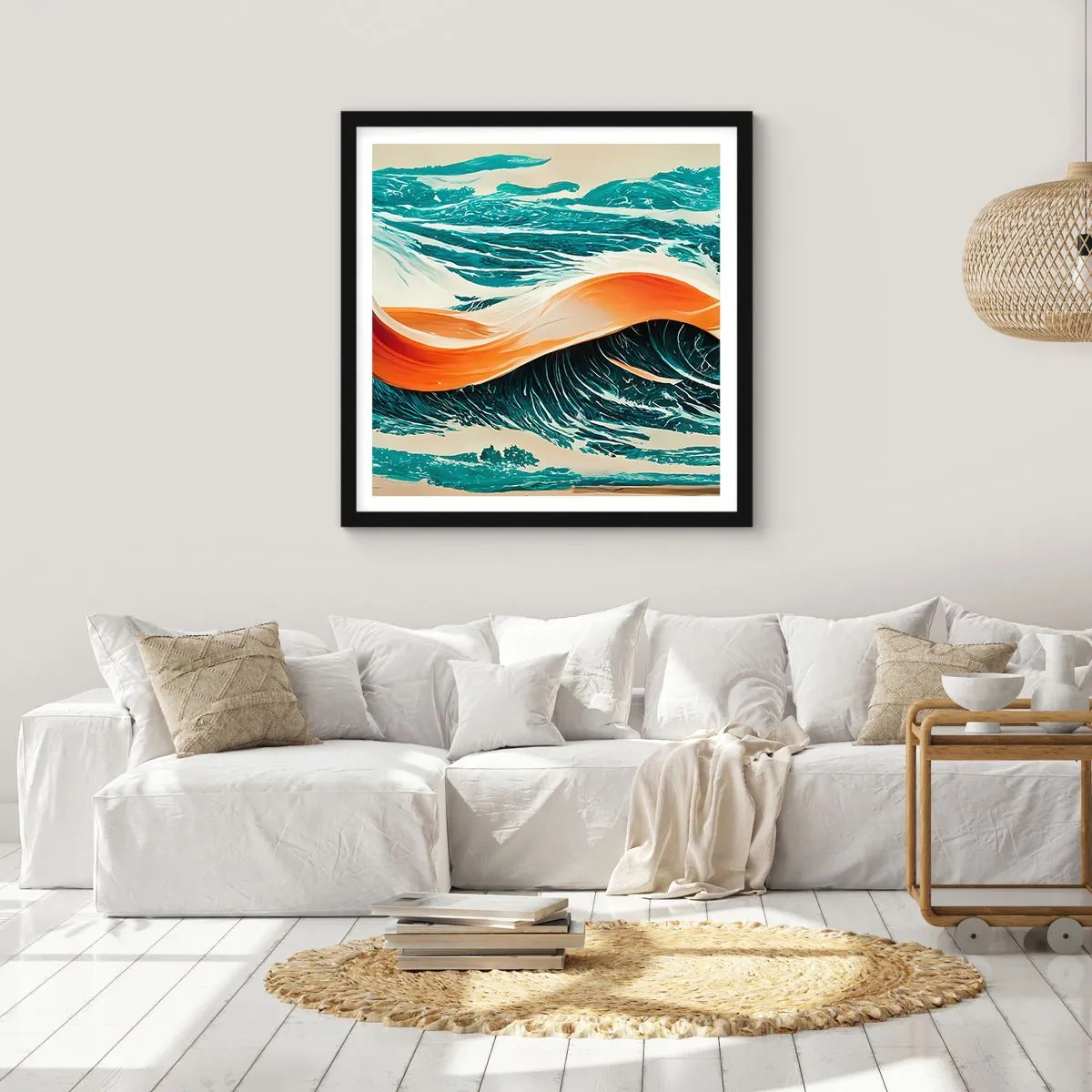 Affiche dans un cadre noir - Poster - Le rêve d'un surfeur - 30x30 cm