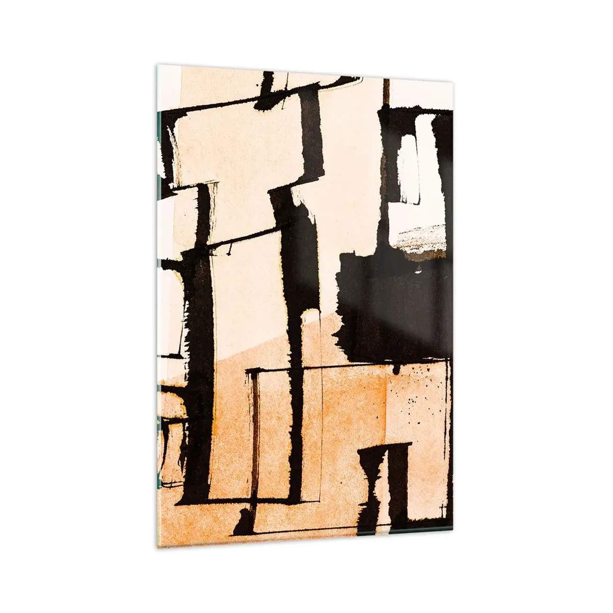 Impression sur verre - Image sur verre - Motifs géométriques dans les tons marron et beige - 80x120cm - De l’ordre malgré tout - Décoration murale moderne pour le salon et la chambre ARTTOR