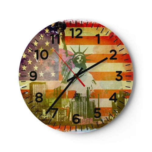 Horloge murale - Pendule murale - Vive l'Amérique! - 30x30 cm