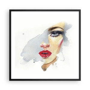 Affiche dans un cadre noir - Poster - Reflet dans une goutte d'eau - 60x60 cm