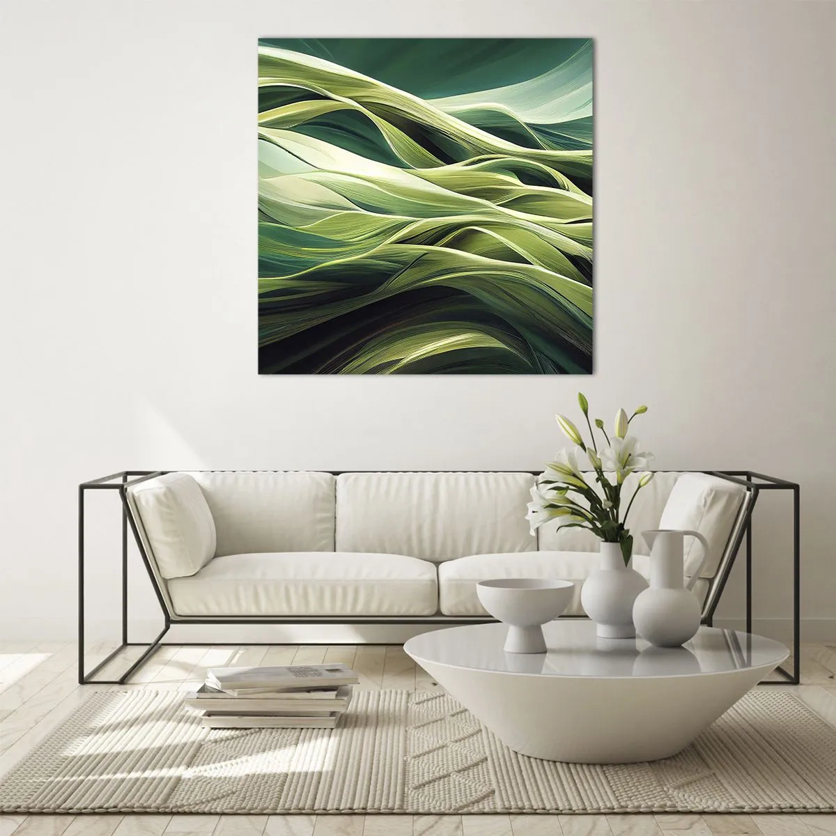 Impression sur verre - Image sur verre - Jeu de vert abstrait - 40x40 cm