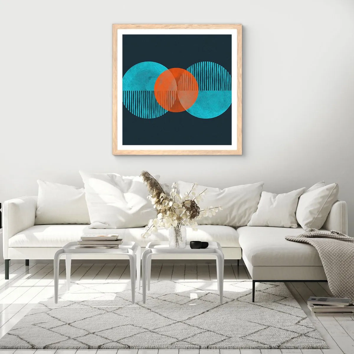 Affiche dans un chêne clair - Poster - Composition symétrique - 40x40 cm