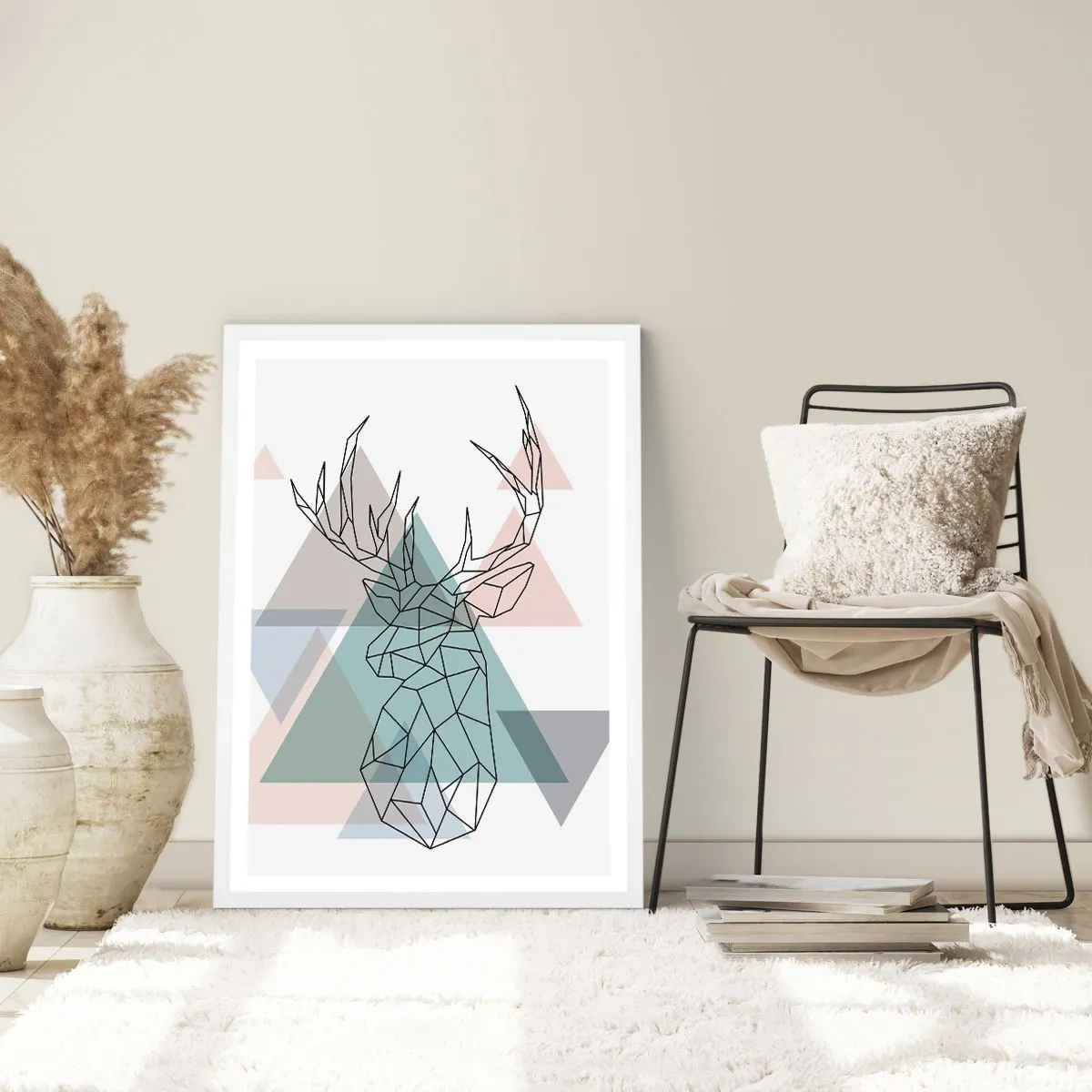 Affiche dans un cadre blanc - Poster - Dans une forêt géométrique - 40x50 cm