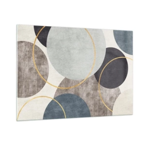 Impression sur verre - Image sur verre - Une composition de cercles aux couleurs tamisées - 100x70cm - Cercles sur cercles - Décoration murale moderne pour le salon et la chambre ARTTOR