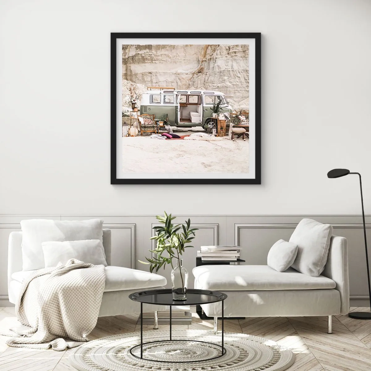 Affiche dans un cadre noir - Poster - Il est temps de commencer le voyage - 60x60 cm