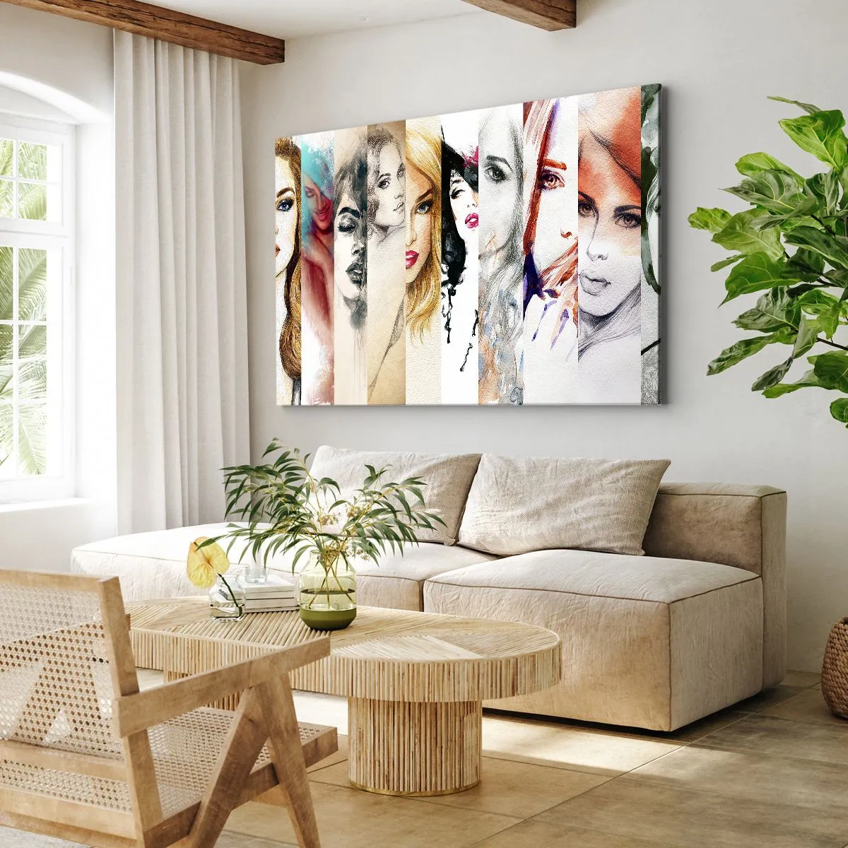 Impression sur toile - Image sur toile - Une collection de portraits de femmes dans divers styles artistiques. - 120x80cm - Et c'est toujours TOI - Décoration murale moderne pour le salon et la chambre ARTTOR