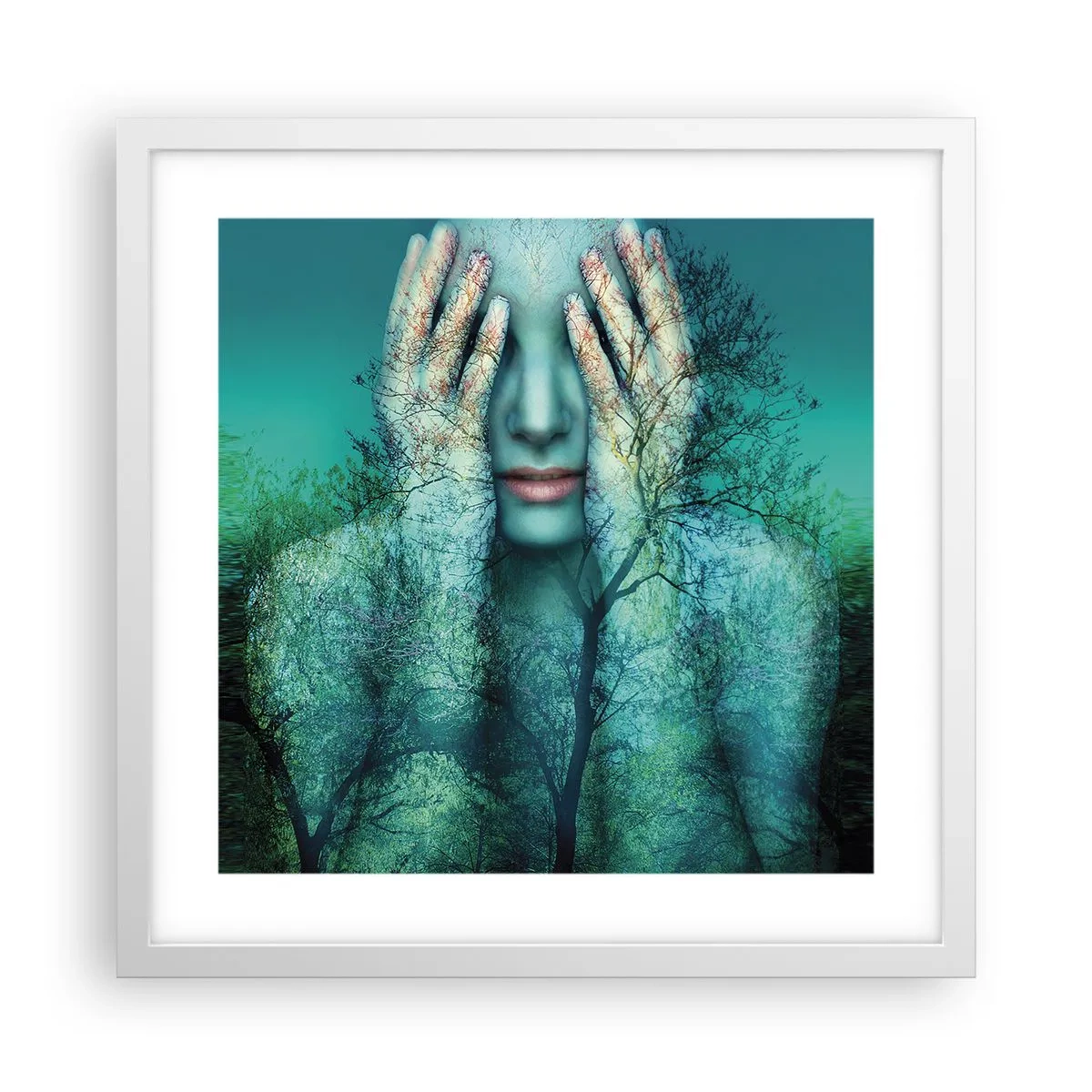 Affiche dans un cadre blanc - Poster - immergé dans l'azur - 40x40 cm