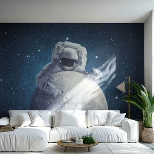 Papier Peint Photo Premium Canvas - Comique de l'espace - Astronaute, Cosmos, Lune - 250x175 cm