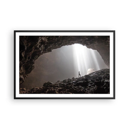 Affiche dans un cadre noir - Poster - Grotte lumineuse - 91x61 cm