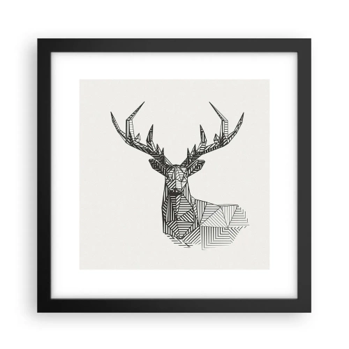 Affiche dans un cadre noir - Poster - Cerf dans un style cubique - 30x30 cm