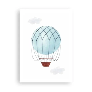 Affiche - Poster - Une montgolfière aquarelle flottant parmi les nuages - 50x70cm - Entièrement dans les nuages - Décoration murale moderne pour le salon et la chambre ARTTOR