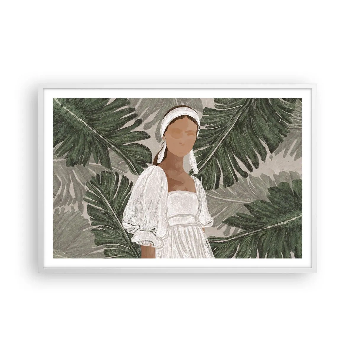Affiche dans un cadre blanc - Poster - Portrait exotique - 91x61 cm