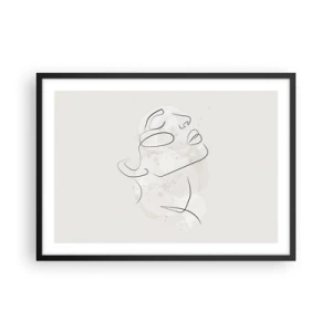 Affiche dans un cadre noir - Poster - Un croquis minimaliste d'un visage sur un fond clair - 70x50cm - L'esquisse d'un rêve - Décoration murale moderne pour le salon et la chambre ARTTOR