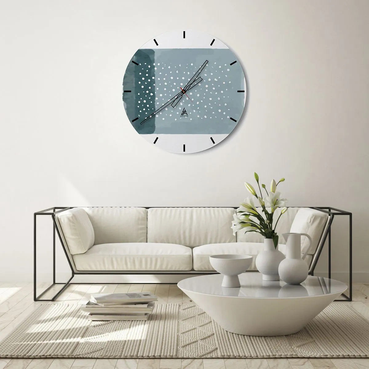 Horloge murale - Pendule murale - Évolution de bleus - 40x40 cm