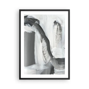 Affiche dans un cadre noir - Poster - Composition abstraite de noir, blanc et gris - 50x70cm - Un geste décisif - Décoration murale moderne pour le salon et la chambre ARTTOR