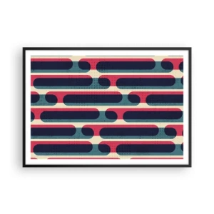 Affiche dans un cadre noir - Poster - Motif géométrique rétro aux couleurs pastel - 100x70cm - En profondeur et sur l'avant - Décoration murale moderne pour le salon et la chambre ARTTOR