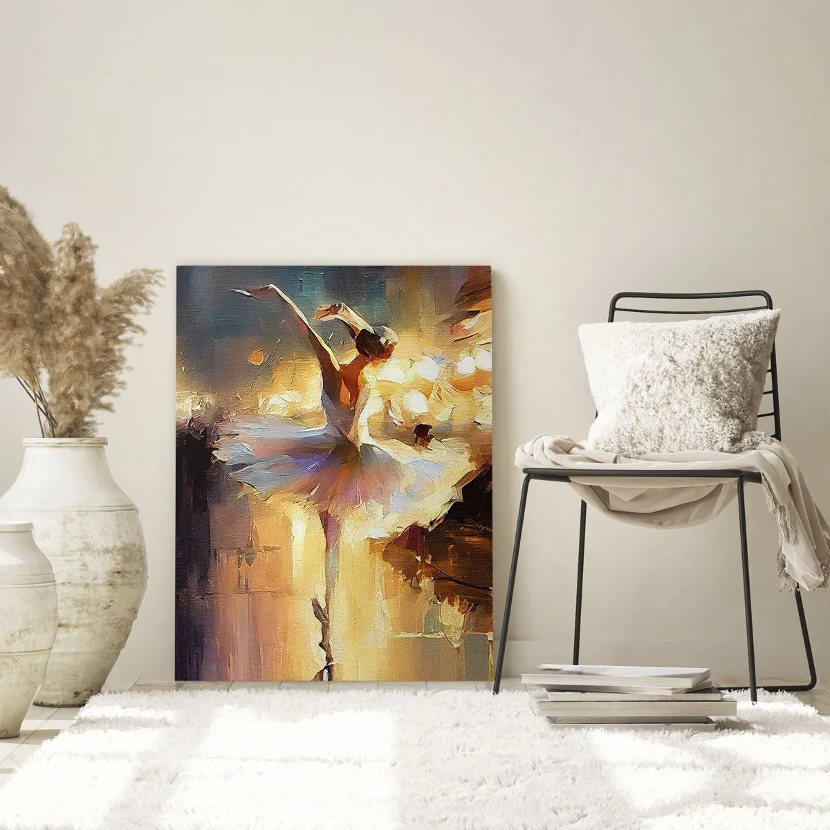 Impression sur verre - Image sur verre - Une ballerine dansant devant une scène éclairée - 80x120cm - Miracle dans la rue - Décoration murale moderne pour le salon et la chambre ARTTOR