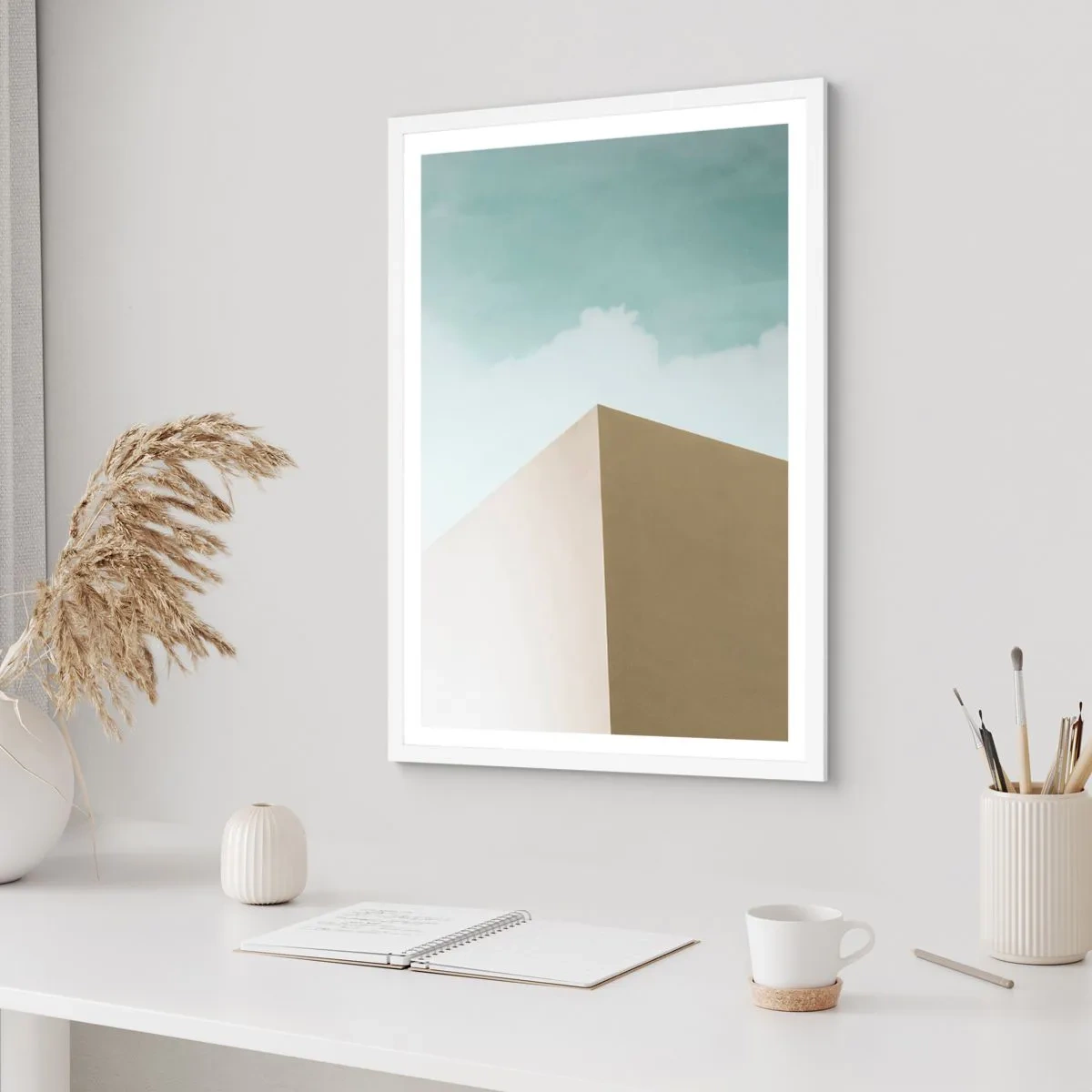 Affiche dans un cadre blanc - Poster - La géométrie d'un été ensoleillé - 40x50 cm