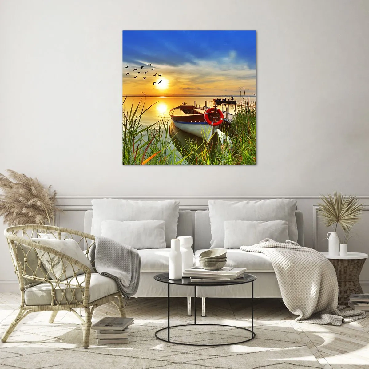 Impression sur verre - Image sur verre - Les cormorans s'envolent déjà - 30x30 cm