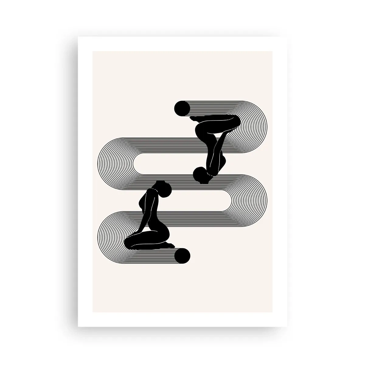 Affiche - Poster - Graphiques minimalistes de silhouettes féminines avec un effet d'illusion d'optique - 50x70cm - Symétrie sensuelle - Décoration murale moderne pour le salon et la chambre ARTTOR