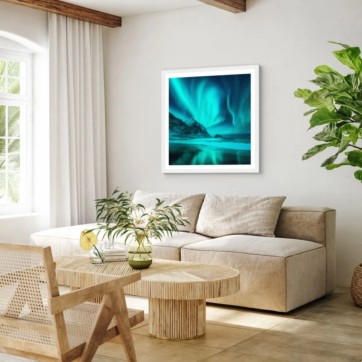 Affiche dans un cadre blanc - Poster - Merveilles du Nord - 30x30 cm